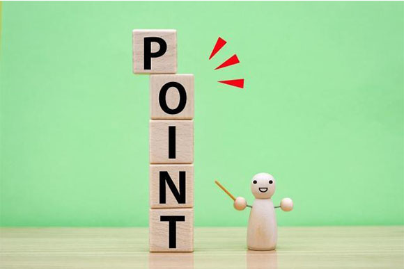 POINTの文字を指さす人形